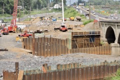 September 2021 - Shoring in place for construction of the new bridge over the Neshaminy Creek.